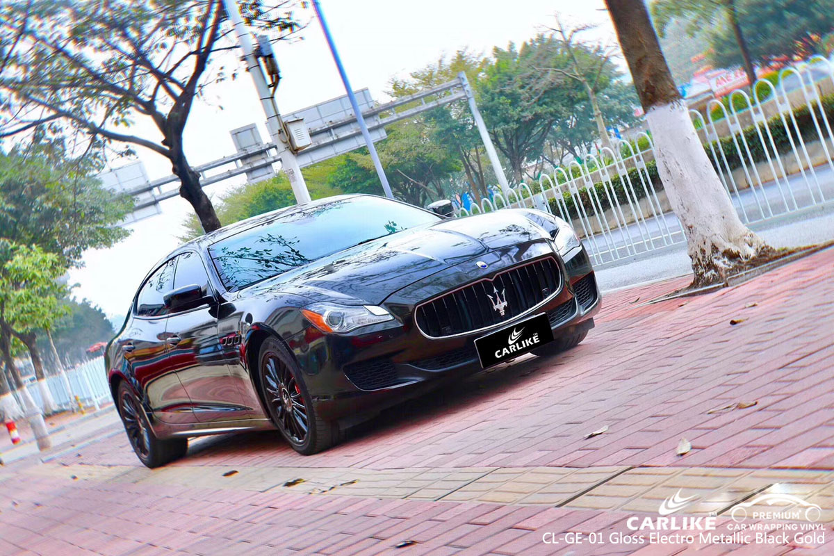 CARLIKE CL-GE-01 gloss electro metallic black gold vinyl for MASERATI