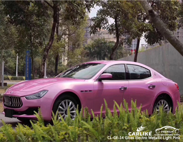 CL-GE-14 gloss electro metallic light pink vinyl wrap car cost for MASERATI