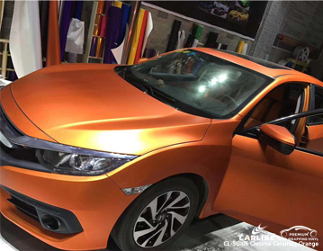 CL-SC-05 chrome ceramics orange vinyl wrap car for honda