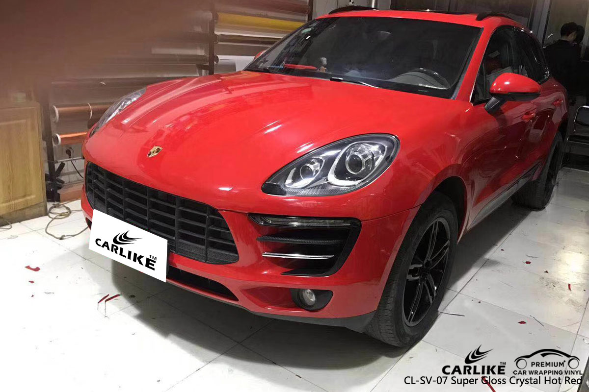 CARLIKE CL-SV-07 super gloss crystal hot red vinyl for PORSCHE