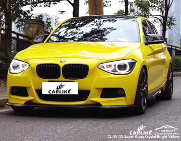 CARLIKE CL-SV-15 Bmw için süper parlak kristal parlak sarı vinil