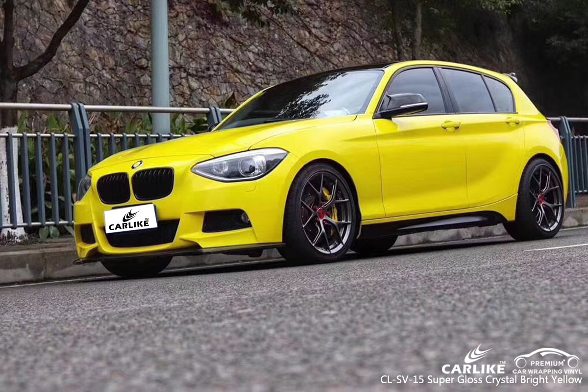CARLIKE CL-SV-15 super gloss crystal bright yellow vinyl for BMW