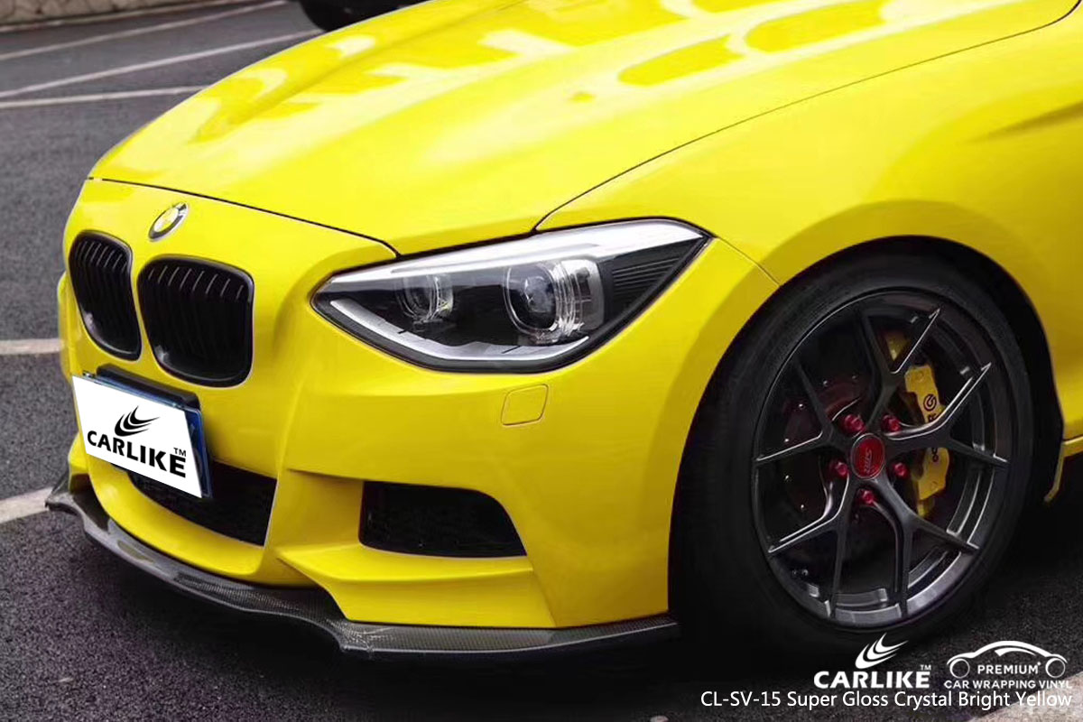 CARLIKE CL-SV-15 super gloss crystal bright yellow vinyl for BMW