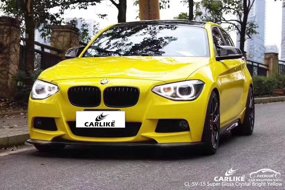 CARLIKE CL-SV-15 super gloss crystal bright yellow vinyl for BMW
