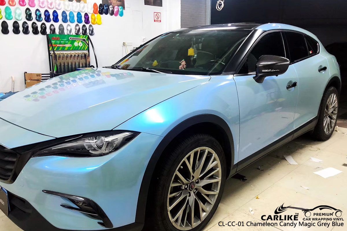 CARLIKE CL-CC-01 chameleon candy magic grey blue vinyl for Mazda