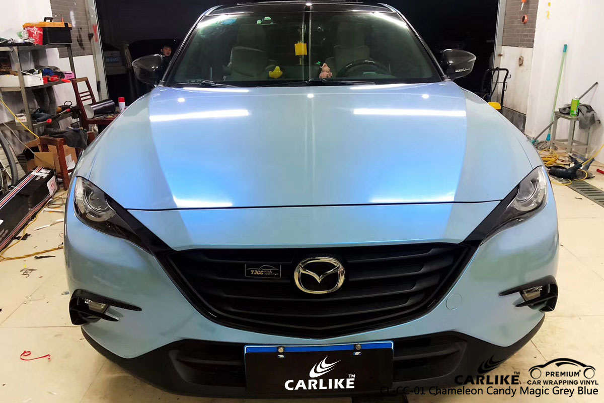 CARLIKE CL-CC-01 chameleon candy magic grey blue vinyl for Mazda