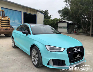 CL-EM-26 electro metallic light sky blue free vinyl wrap car samples for audi