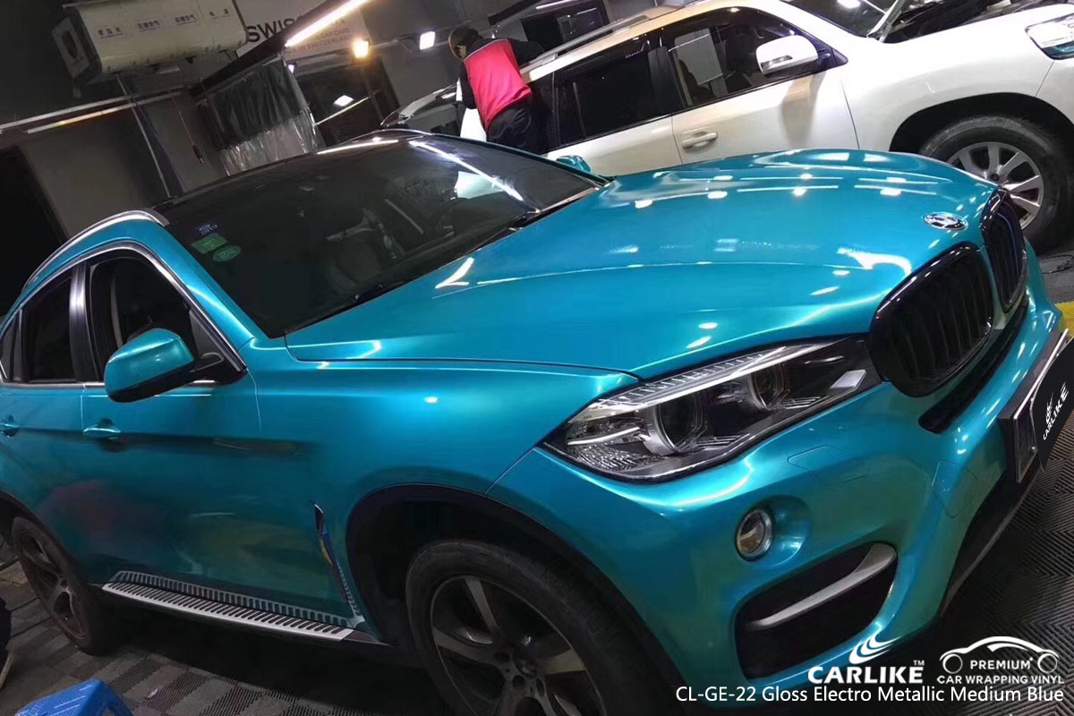 CARLIKE CL-GE-22 gloss electro metallic medium blue vinyl for BMW