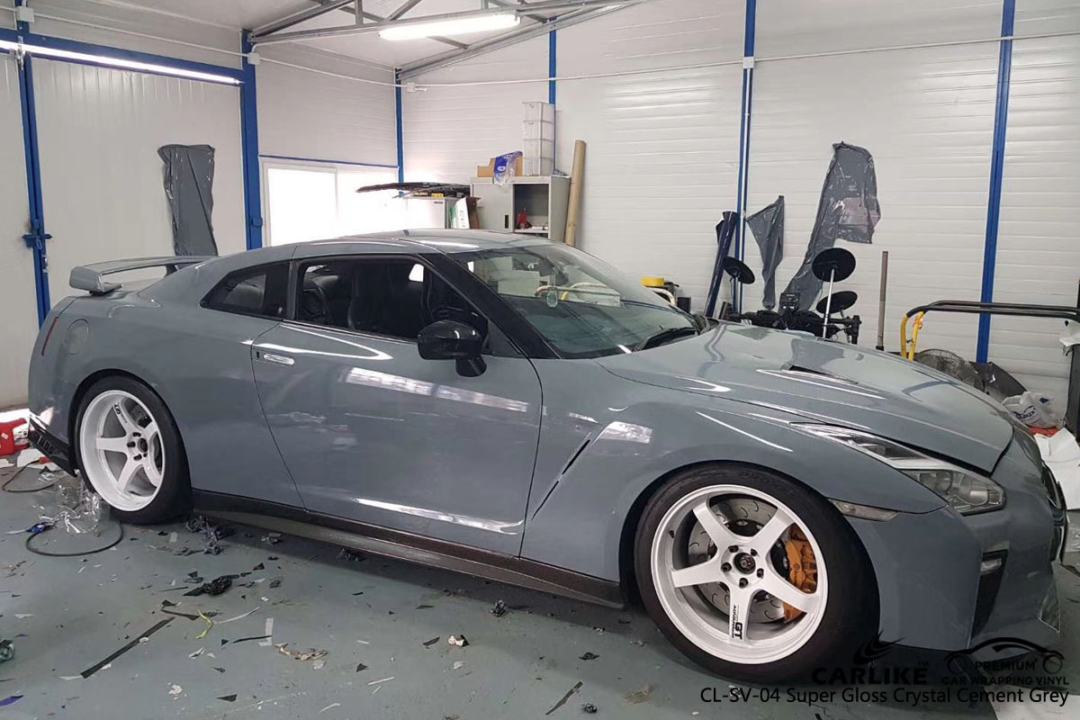 CL-SV-04 super gloss crystal cement grey vinyl vehicle wrap for GT-R