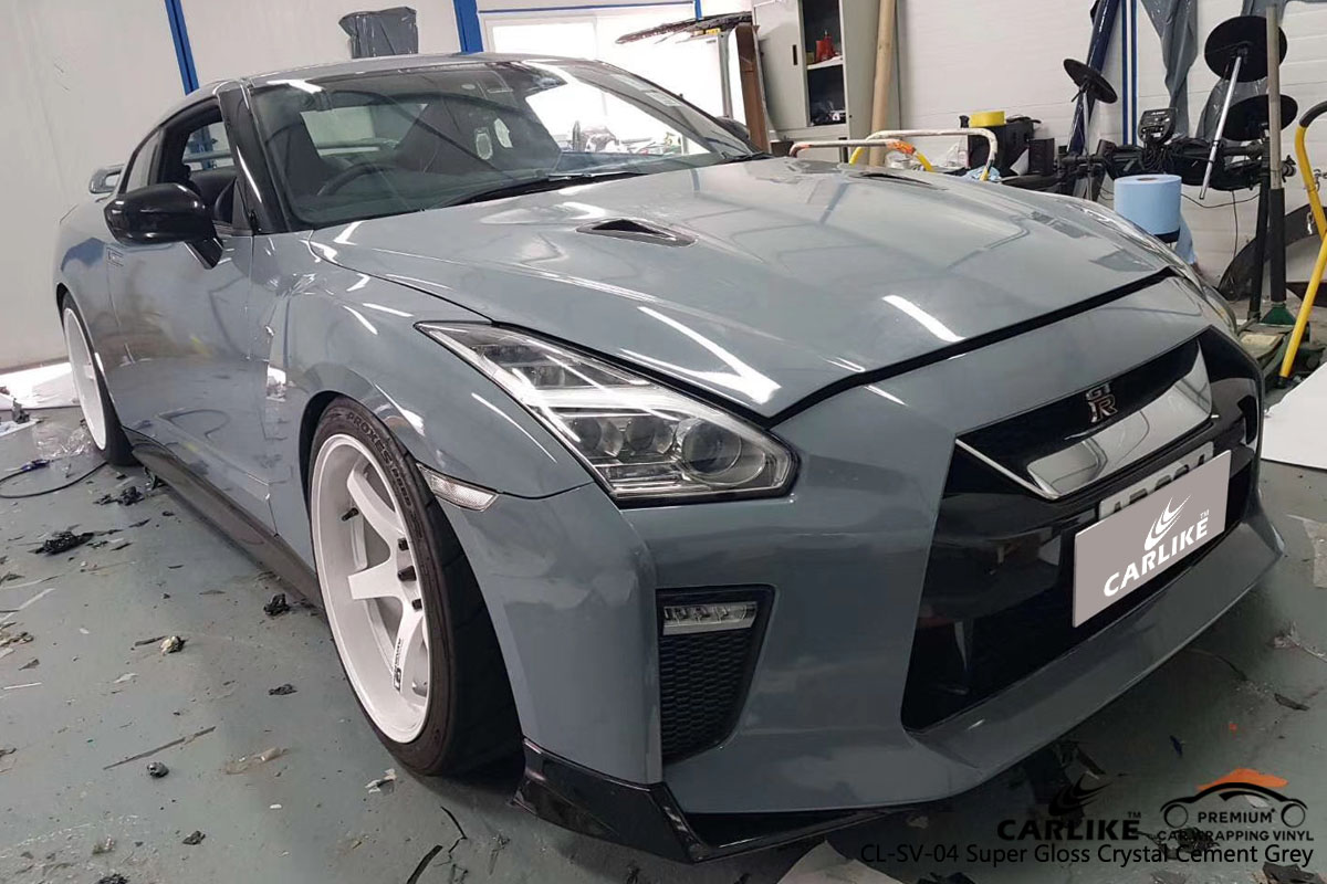 CARLIKE CL-SV-04 super gloss crystal cement grey vinyl for GT-R
