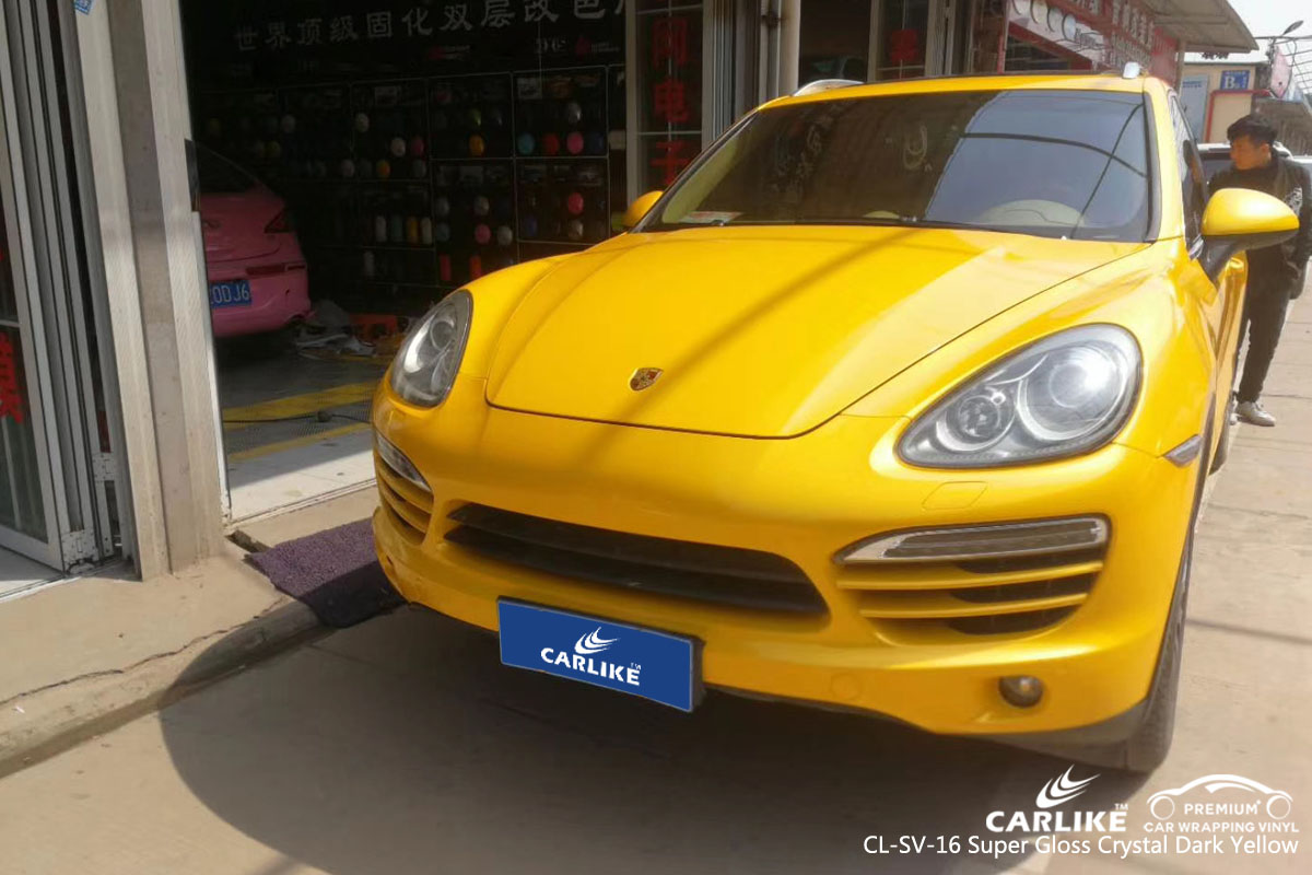 CARLIKE CL-SV-16 super gloss crystal dark yellow vinyl for PORSCHE 