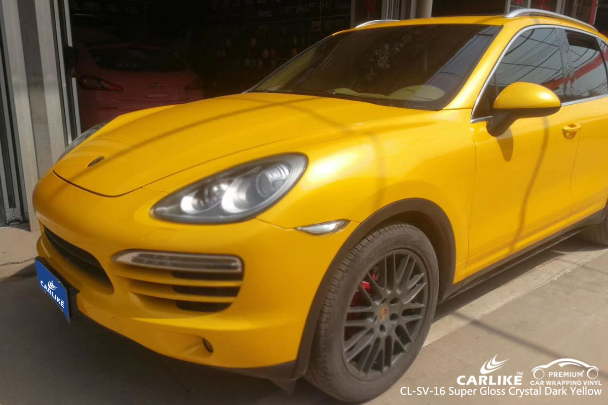 CARLIKE CL-SV-16 super gloss crystal dark yellow vinyl for PORSCHE 