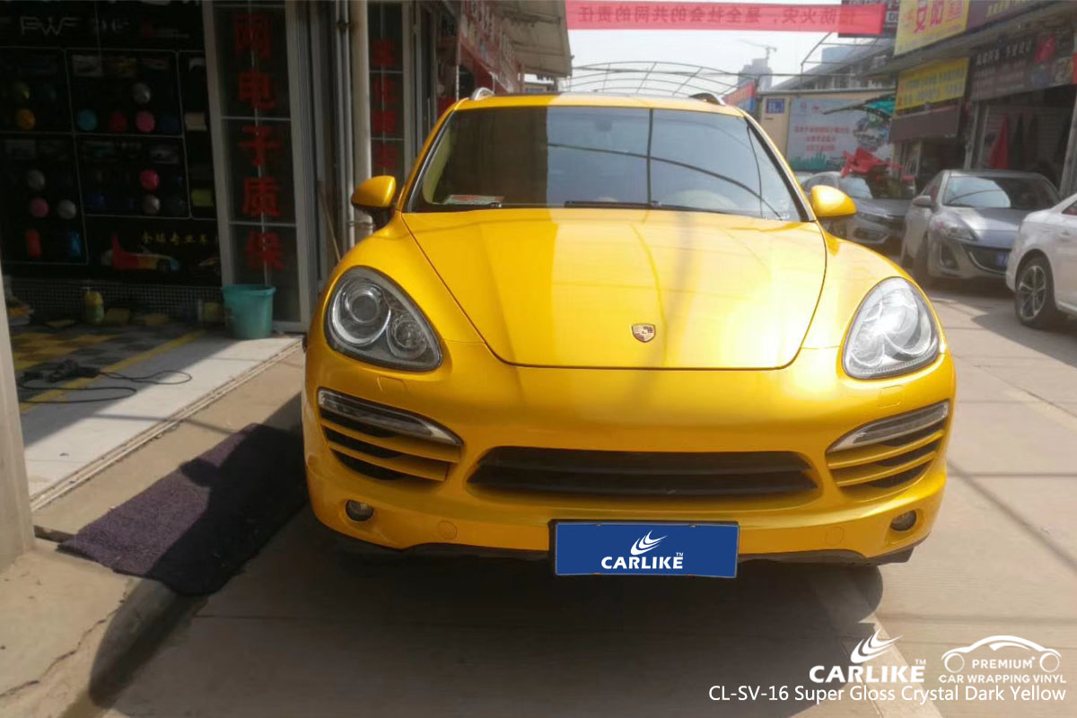 CARLIKE CL-SV-16 super gloss crystal dark yellow vinyl for PORSCHE 