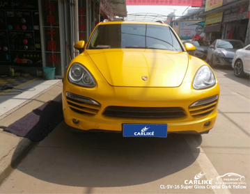 CL-SV-16 super gloss crystal dark yellow vinyl car wrap malaysia for PORSCHE