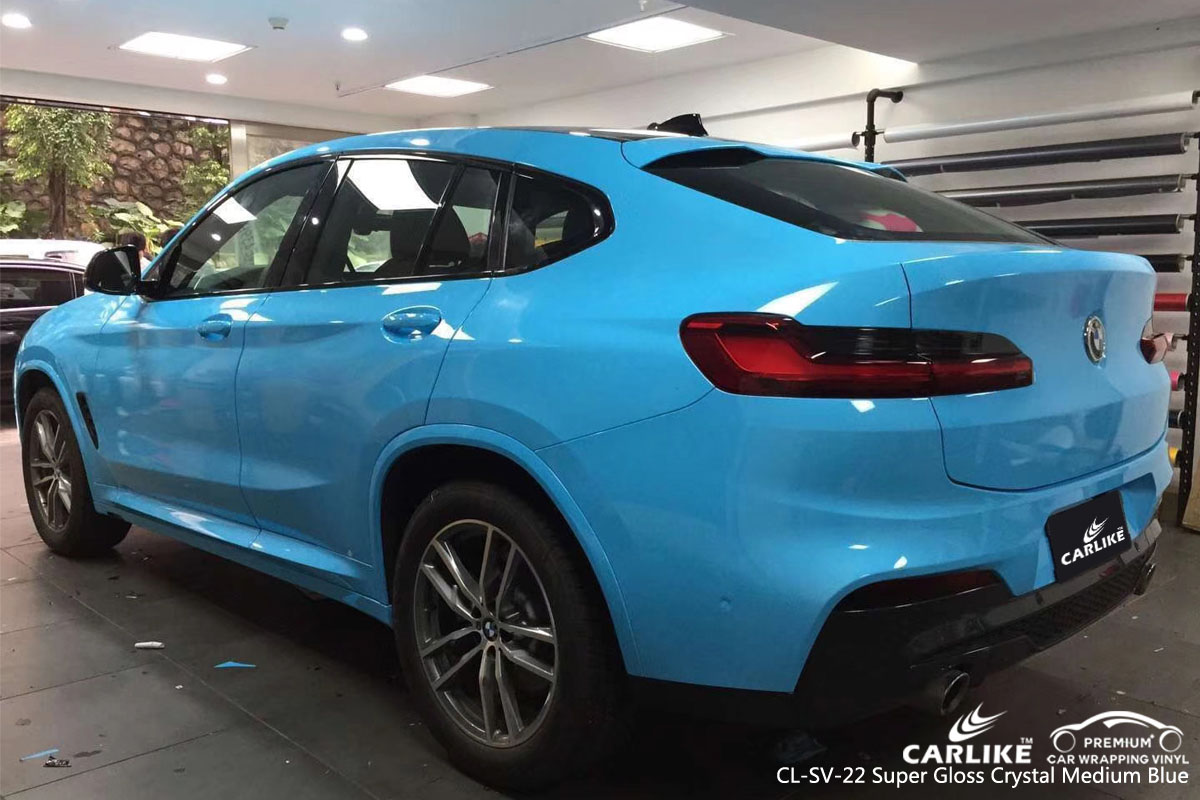 CARLIKE CL-SV-22 super gloss crystal medium blue vinyl for BMW