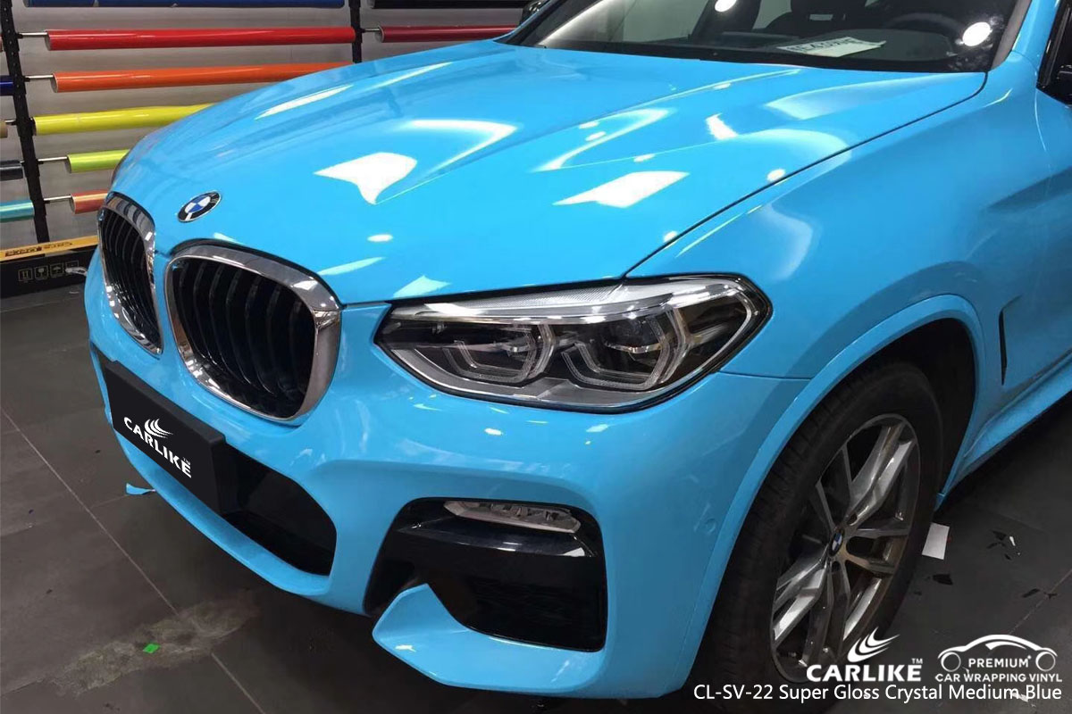 CARLIKE CL-SV-22 super gloss crystal medium blue vinyl for BMW