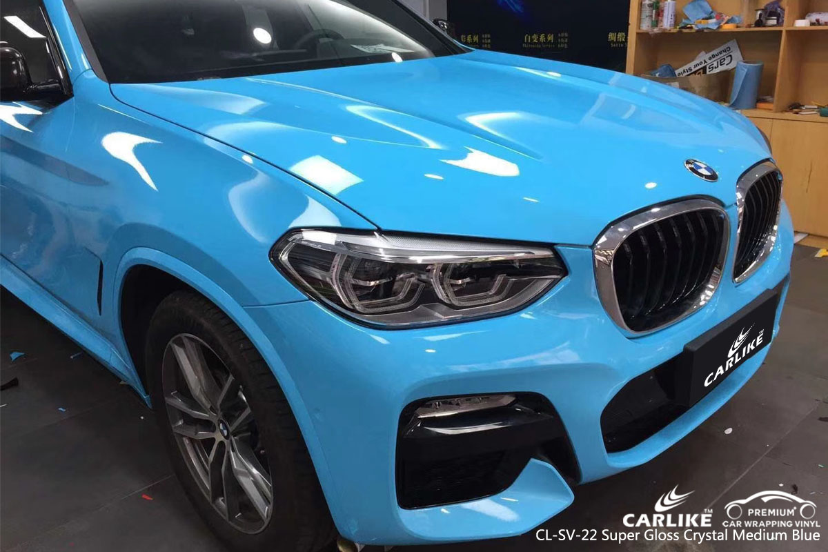 CARLIKE CL-SV-22 super gloss crystal medium blue vinyl for BMW