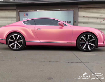 Diamond crystal pink gold car wrap vinyl on Bentley, car wrap Australia, China vehicle wrap manufacturer