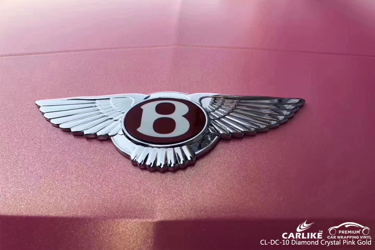 CARLIKE diamond crystal pink gold car wrap vinyl on Bentley, car wrap Australia, vehicle wrap