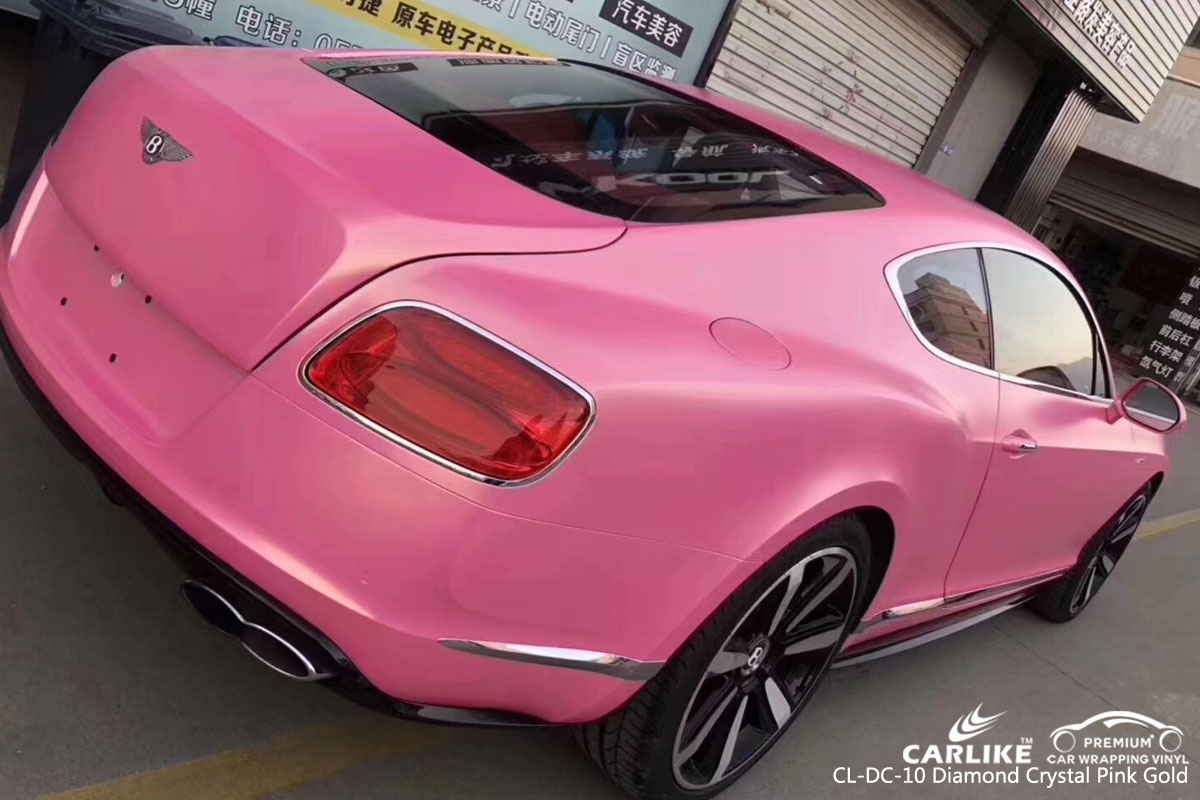 CARLIKE diamond crystal pink gold car wrap vinyl on Bentley, car wrap Australia, vehicle wrap