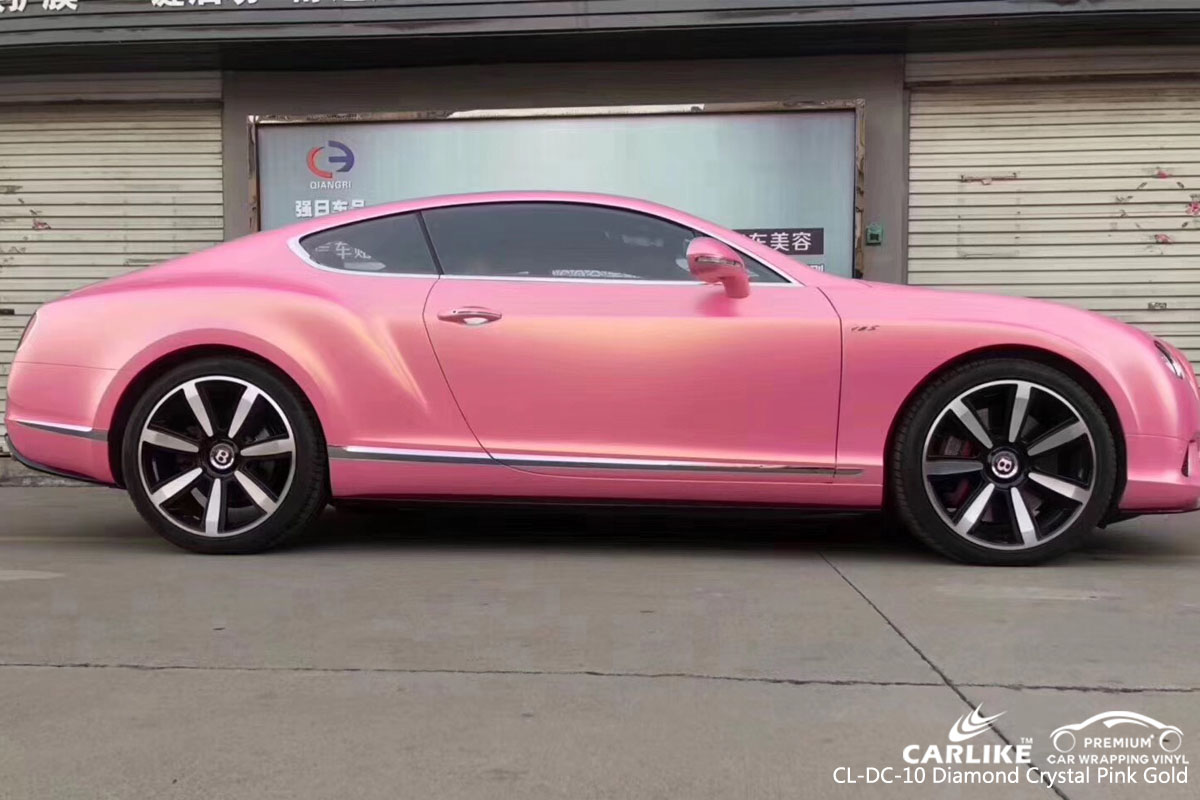 CARLIKE diamond crystal pink gold car wrap vinyl on Bentley, car wrap Australia, vehicle wrap