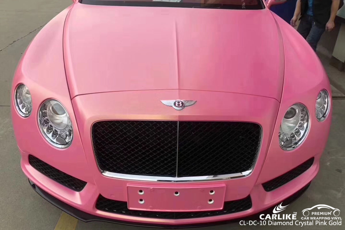CARLIKE diamond crystal pink gold car wrap vinyl on Bentley, car wrap Australia, vehicle wrap