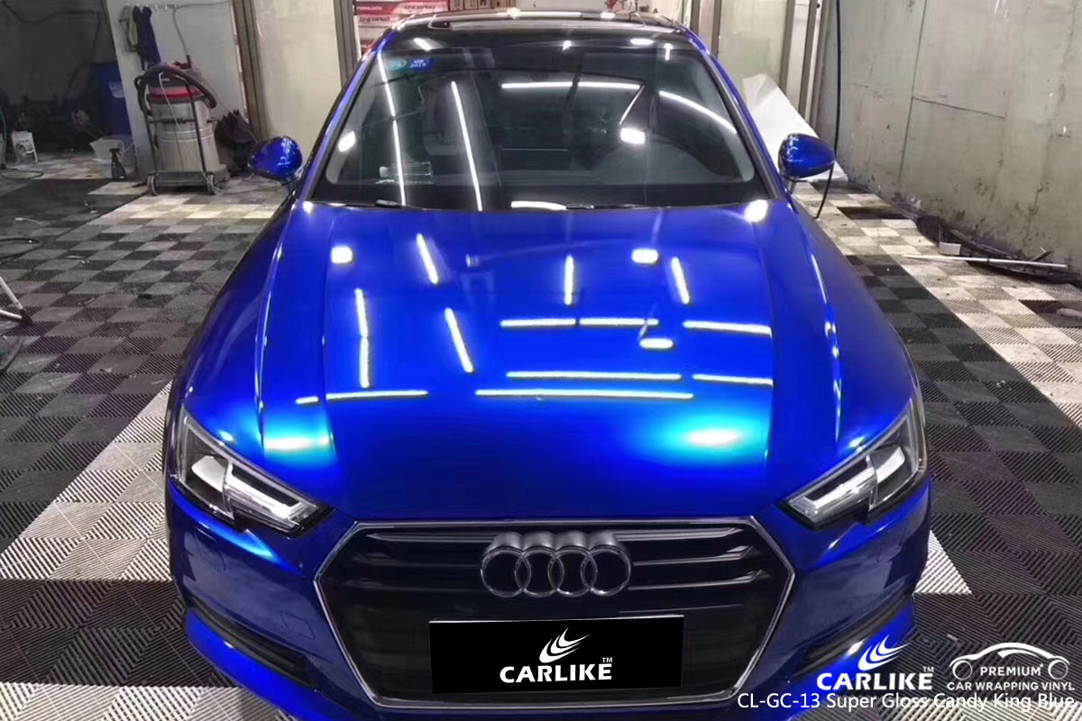 CARLIKE super gloss candy king blue car wrapping vinyl, vehicle wrap