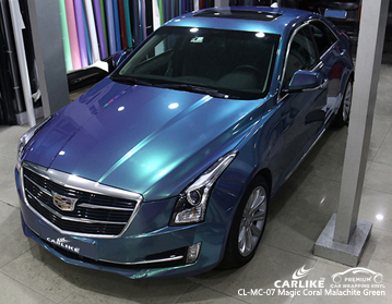 Brillo mágico coral malaquita azul auto envolviendo vinilo en Cadillac, auto wrap Ecuador