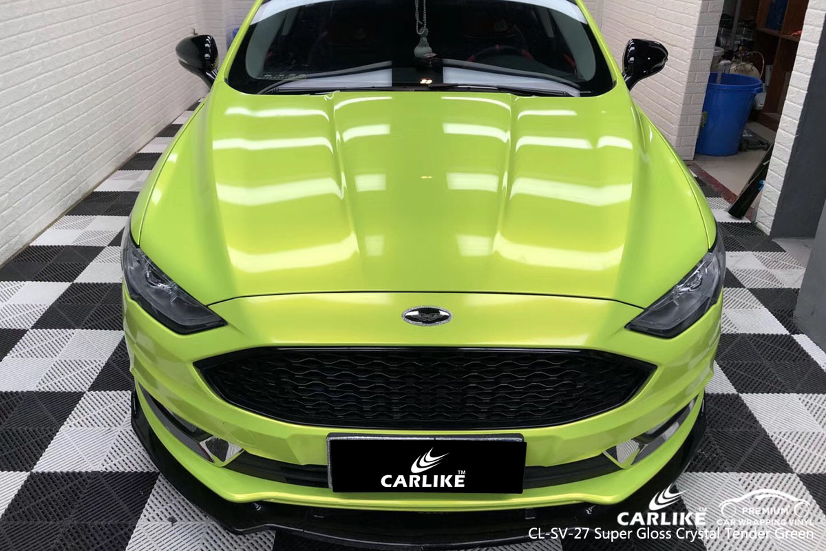 CARLIKE super gloss crystal tender green car wrapping vinyl, vehicle wrap