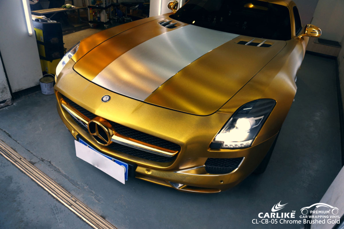 CARLIKE CL-CB-05 chrome brushed gold car wrap vinyl for Mercedes-Benz