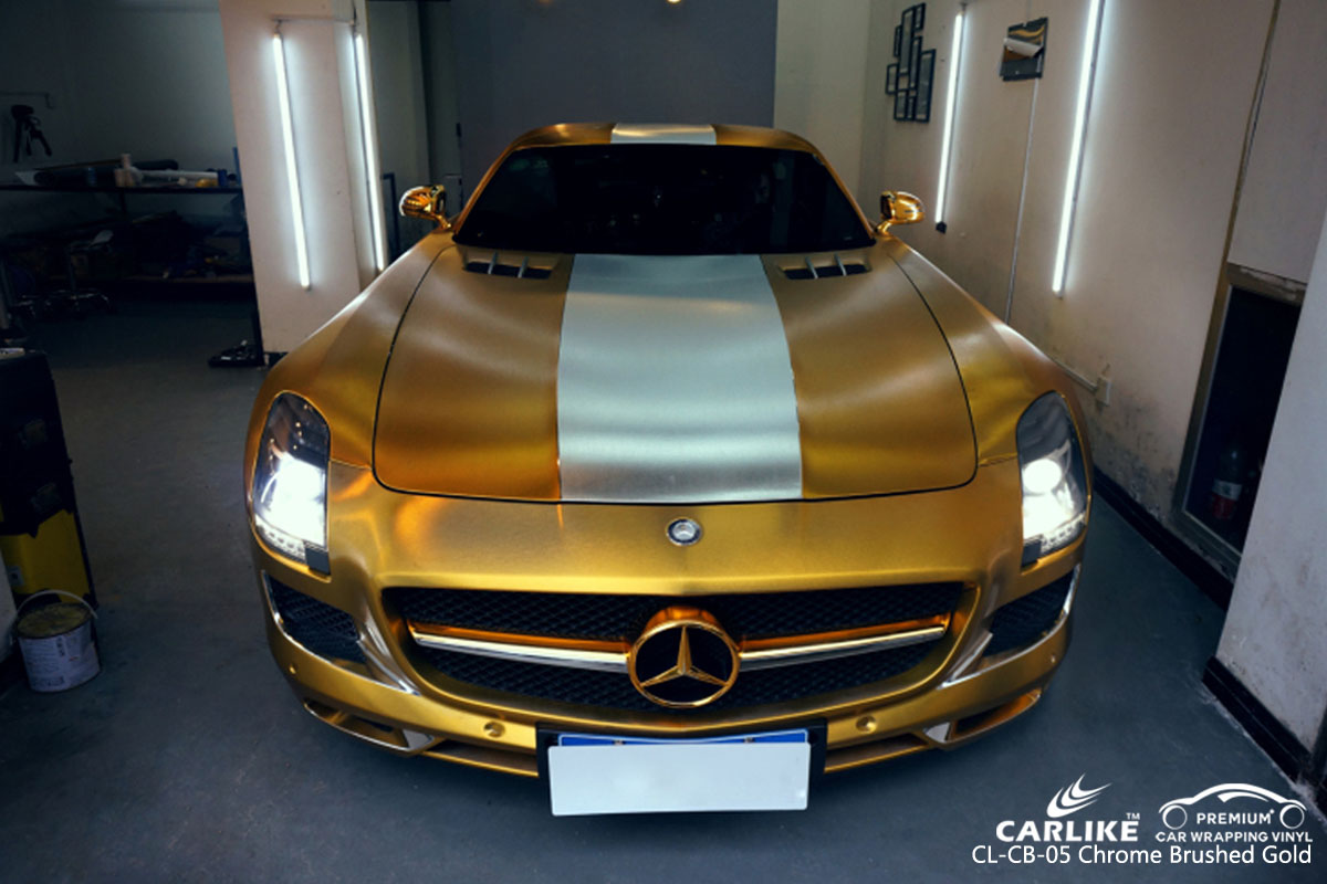 CARLIKE CL-CB-05 chrome brushed gold car wrap vinyl for Mercedes-Benz