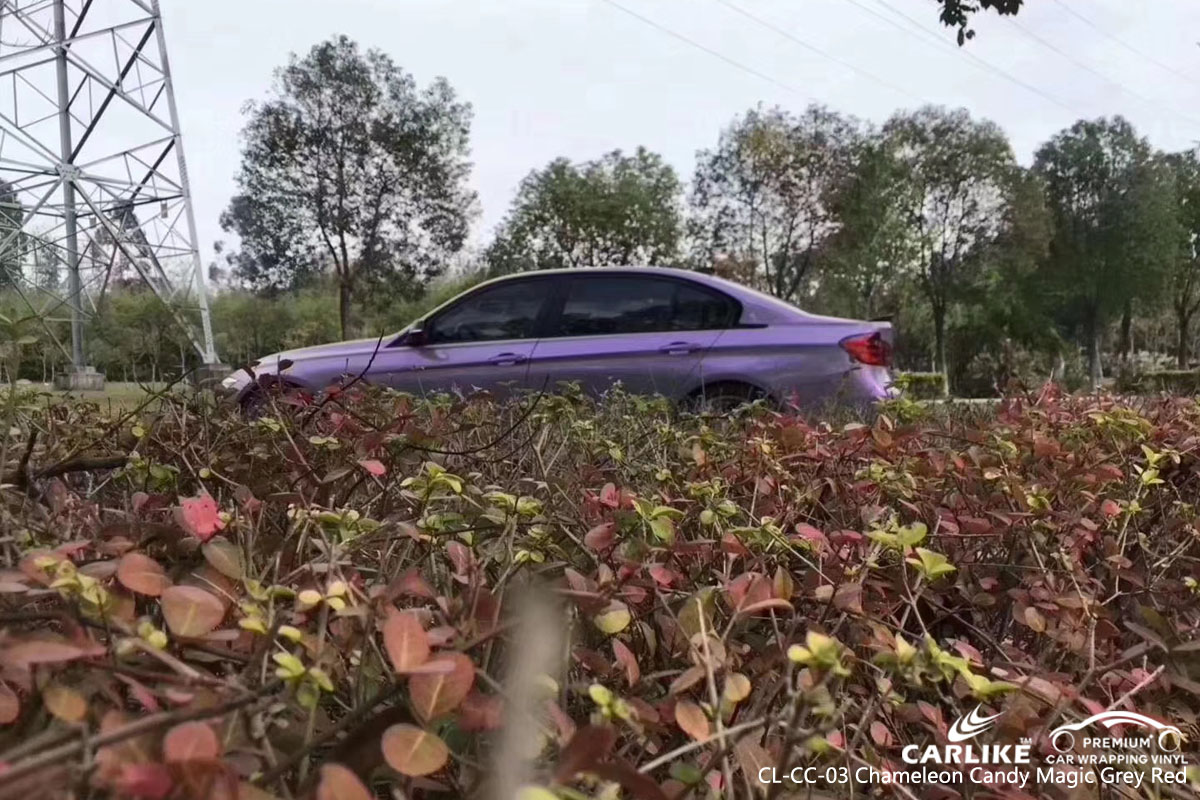 CARLIKE CL-CC-03 chameleon candy magic grey red car wrap vinyl for BMW