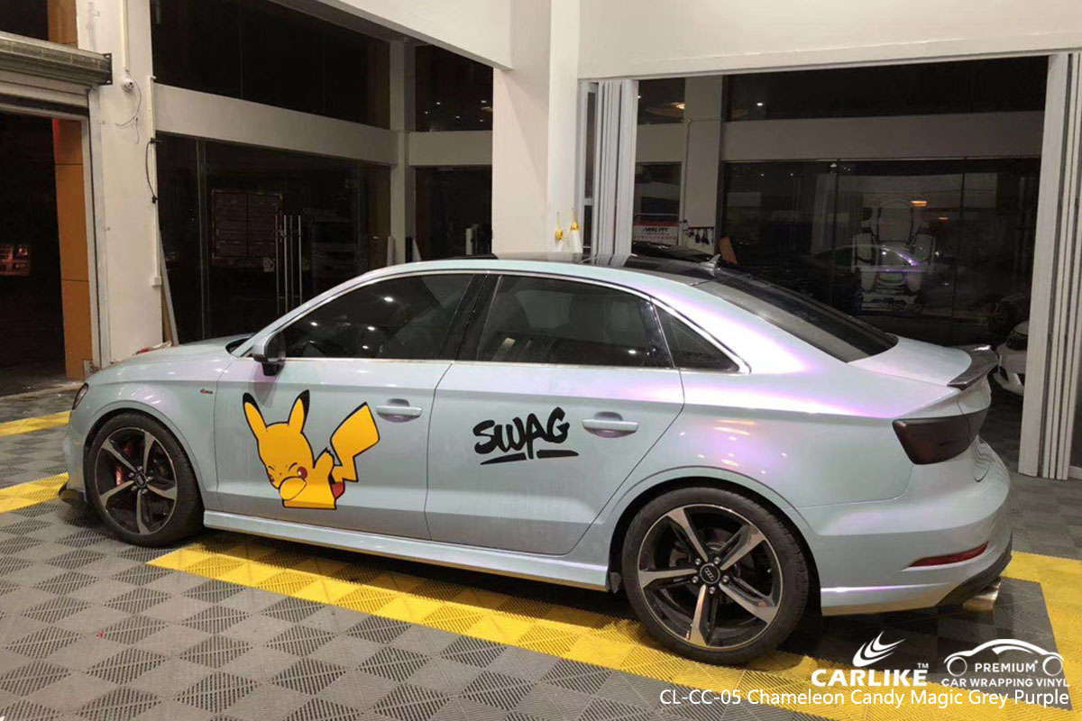 CARLIKE CL-CC-05 chameleon candy magic grey purple car wrap vinyl for Audi