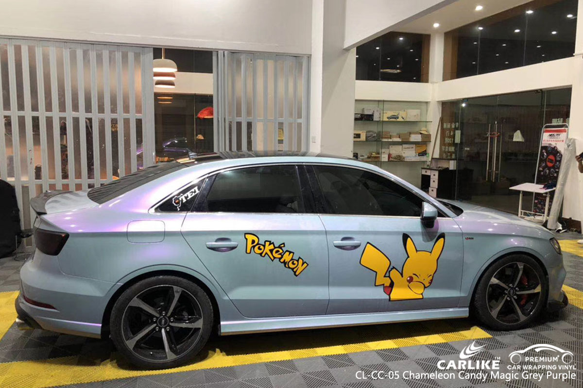 CARLIKE CL-CC-05 chameleon candy magic grey purple car wrap vinyl for Audi