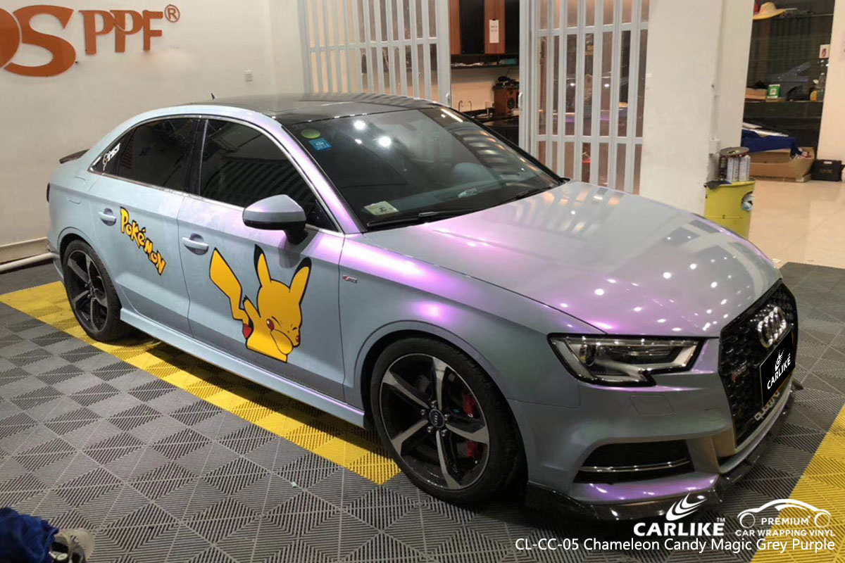 CARLIKE CL-CC-05 chameleon candy magic grey purple car wrap vinyl for Audi