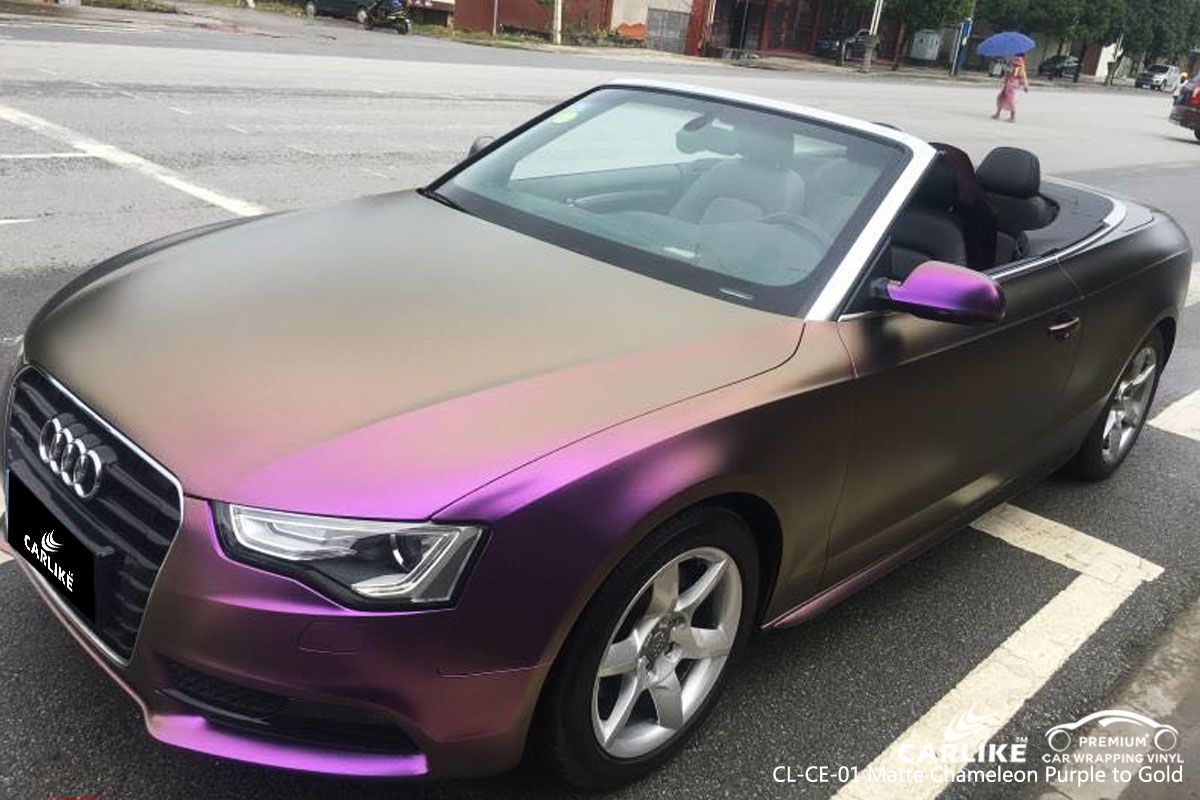 CARLIKE CL-CE-01 matte chameleon purple to gold car wrap vinyl for Audi