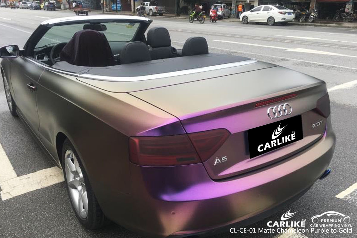 CARLIKE CL-CE-01 matte chameleon purple to gold car wrap vinyl for Audi