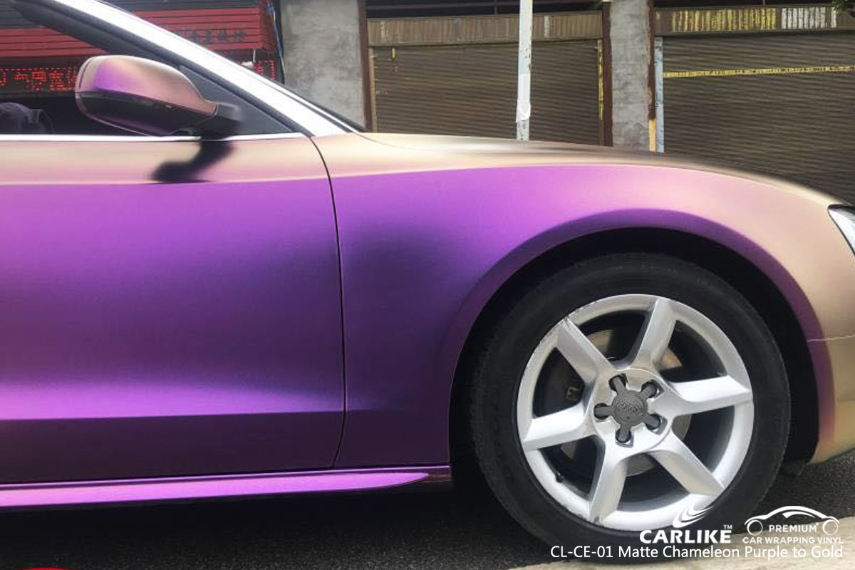 CARLIKE CL-CE-01 matte chameleon purple to gold car wrap vinyl for Audi