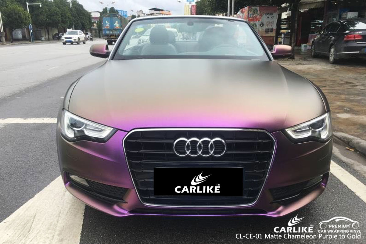 CARLIKE CL-CE-01 matte chameleon purple to gold car wrap vinyl for Audi