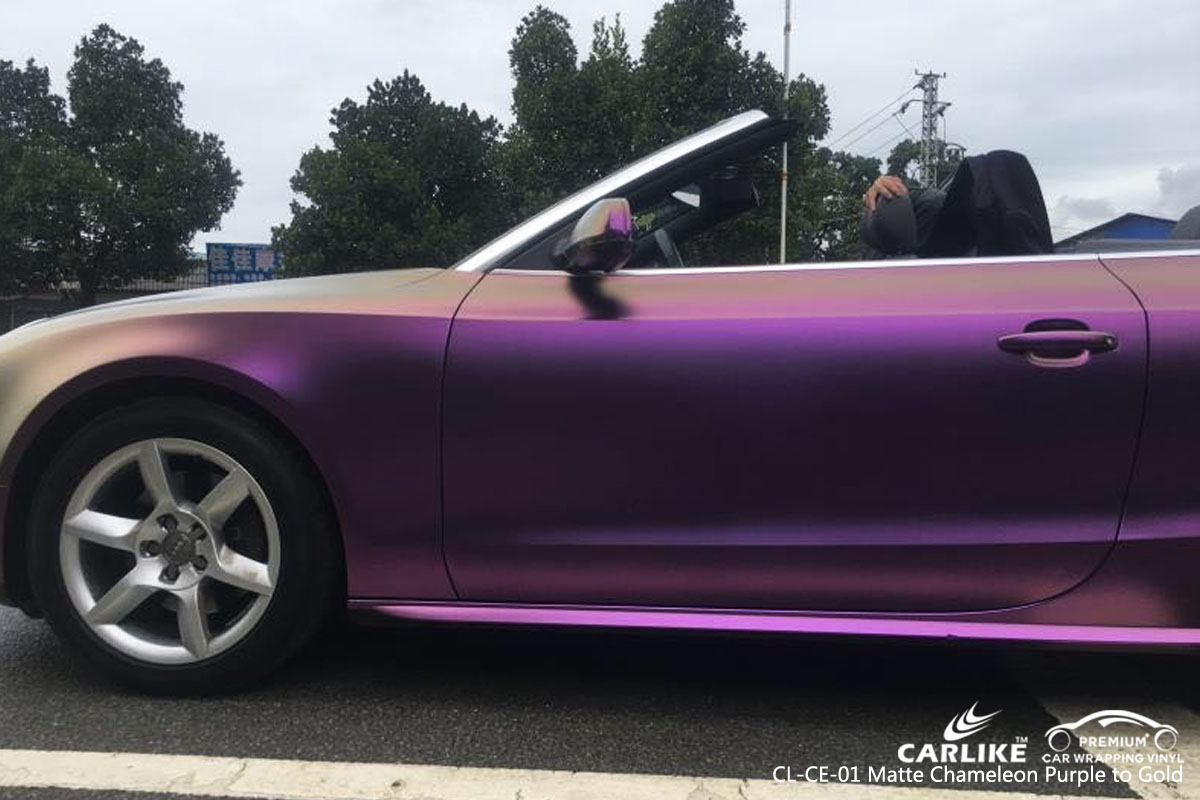 CARLIKE CL-CE-01 matte chameleon purple to gold car wrap vinyl for Audi