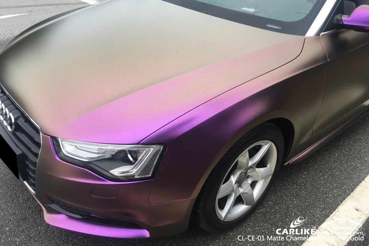 CARLIKE CL-CE-01 matte chameleon purple to gold car wrap vinyl for Audi