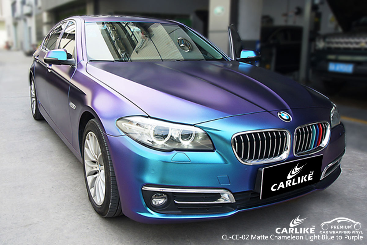 CARLIKE CL-CE-02 matte chameleon light blue to purple car wrap vinyl for BMW