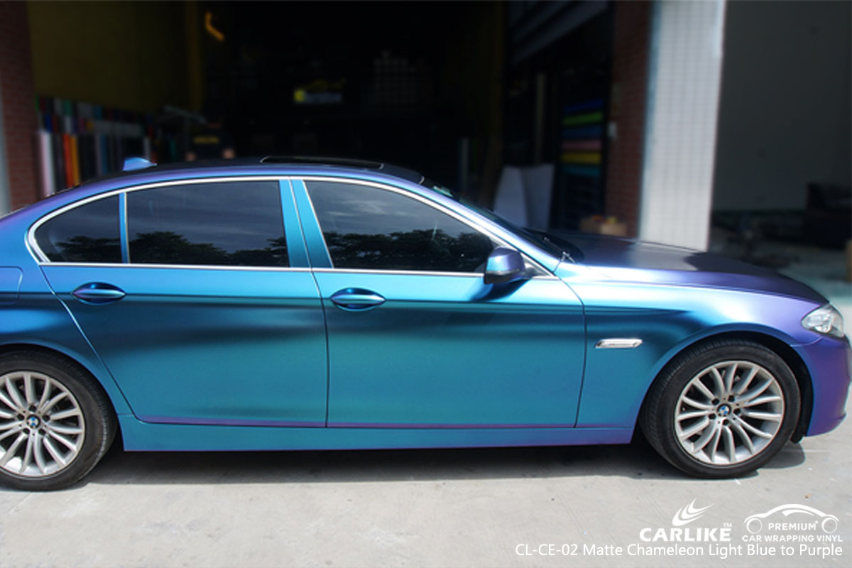 CARLIKE CL-CE-02 matte chameleon light blue to purple car wrap vinyl for BMW