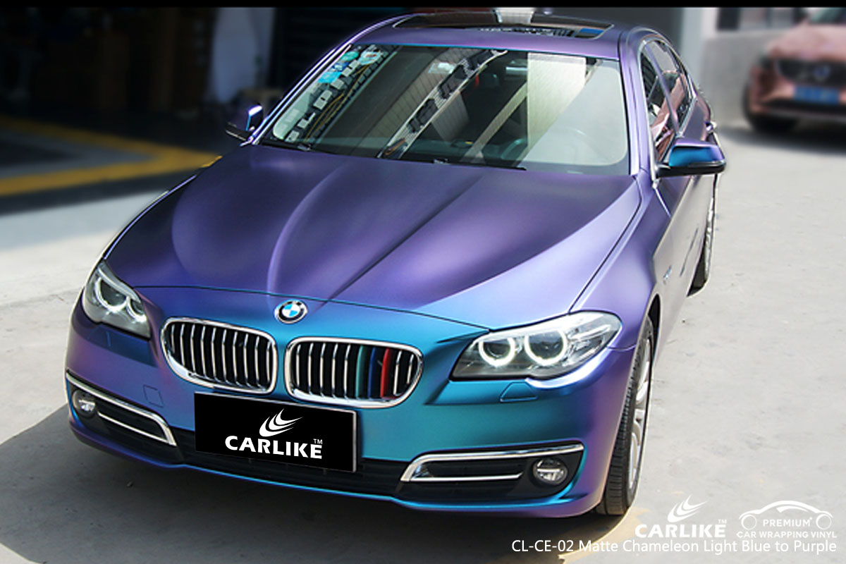 CARLIKE CL-CE-02 matte chameleon light blue to purple car wrap vinyl for BMW