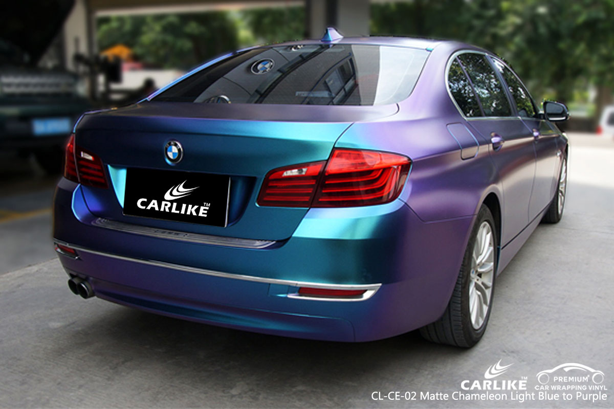 CARLIKE CL-CE-02 matte chameleon light blue to purple car wrap vinyl for BMW