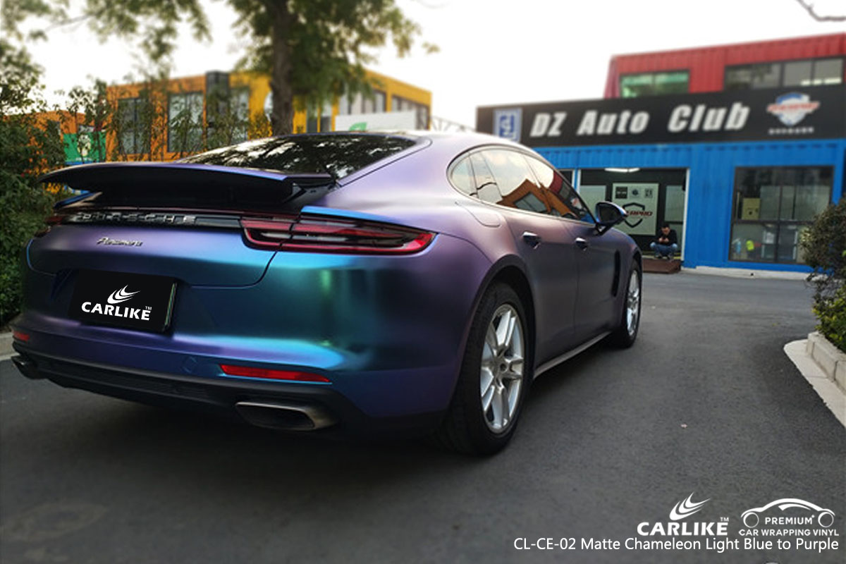CARLIKE CL-CE-02 matte chameleon light blue to purple car wrap vinyl for Porsche