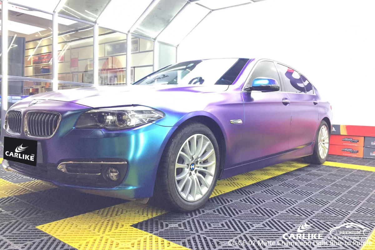CARLIKE CL-CE-02 matte chameleon light blue to purple car wrap vinyl for BMW