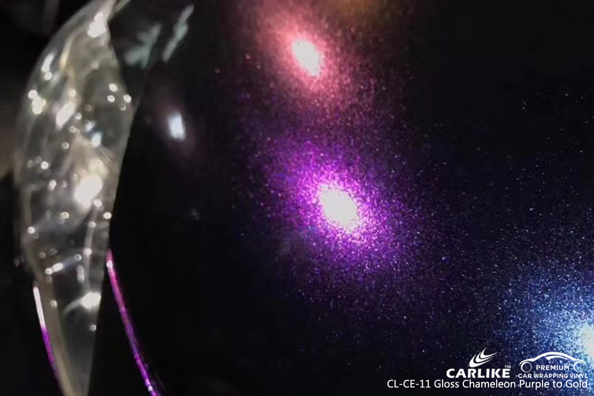 CARLIKE CL-CE-11 gloss chameleon purple to gold car wrap vinyl for Toyota