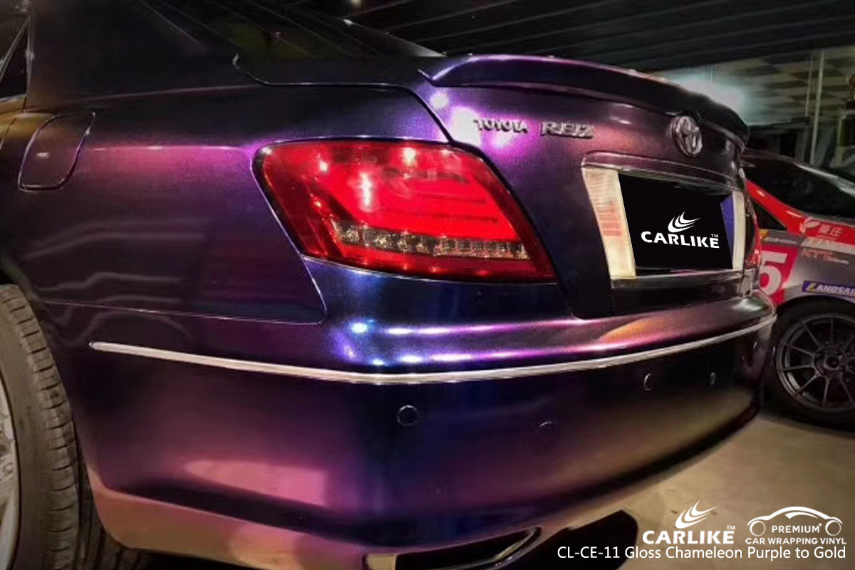 CARLIKE CL-CE-11 gloss chameleon purple to gold car wrap vinyl for Toyota