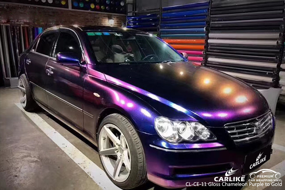 CARLIKE CL-CE-11 gloss chameleon purple to gold car wrap vinyl for Toyota